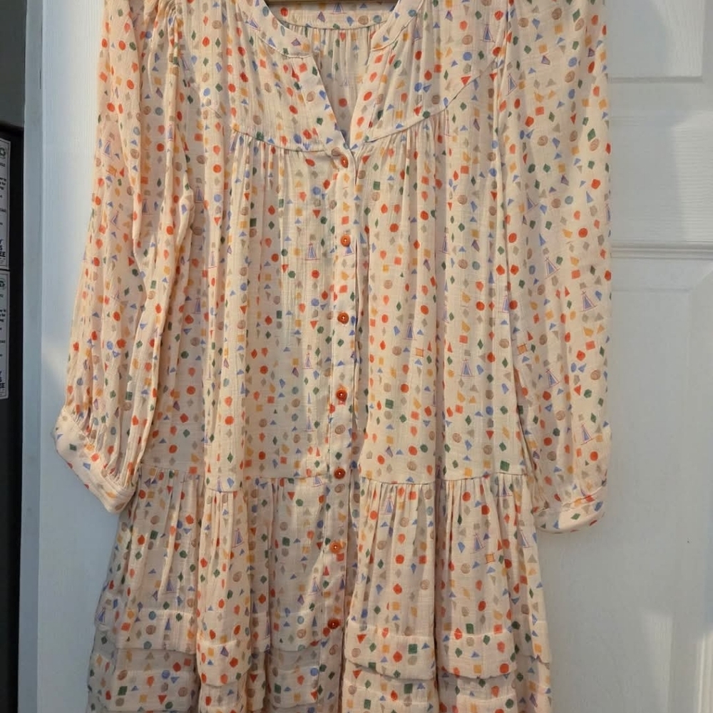 Colorful Polka Dot Button-Up Dress